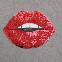 large sequin red mouth patches for clothing diy iron on lip parche appliques embroidery applique patch ropa clothes accessories