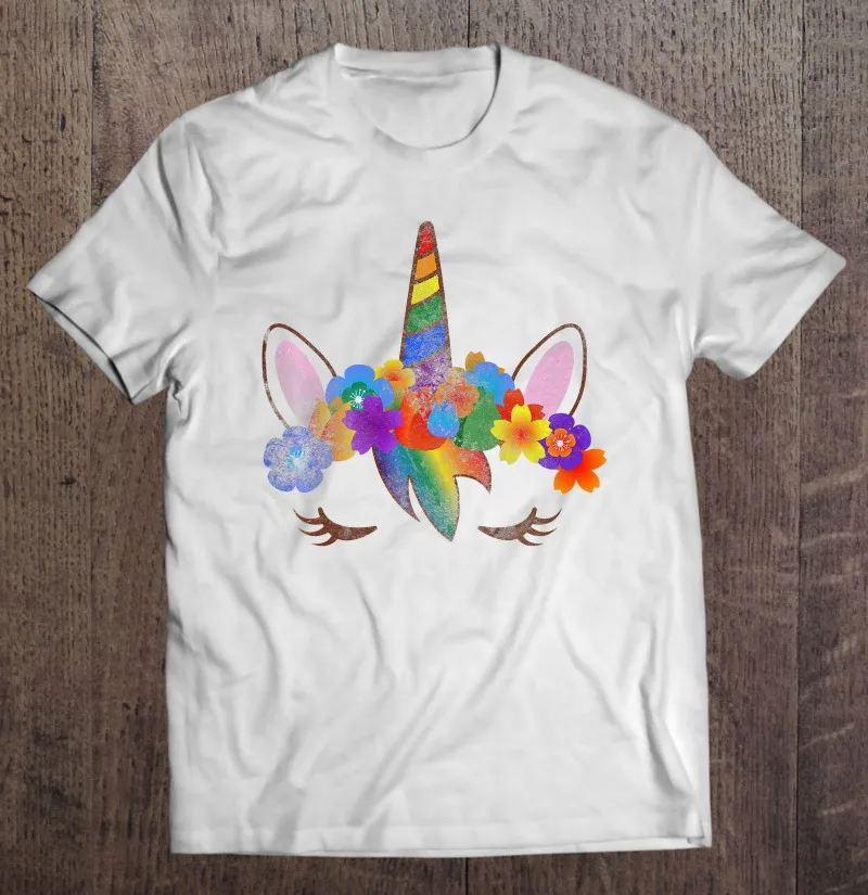 

Lgbt Gay Pride Vintage Rainbow Unicorn Oversized T-Shirt Custom Print Gym T-Shirts Over Size Man Streetwear Anime Manga Unisex