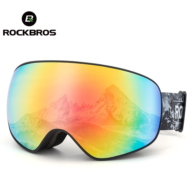 

Очки ROCKBROS для катания на лыжах и сноуборде, незапотевающие лыжные очки для взрослых и детей, ветрозащитные, регулируемые, зимние