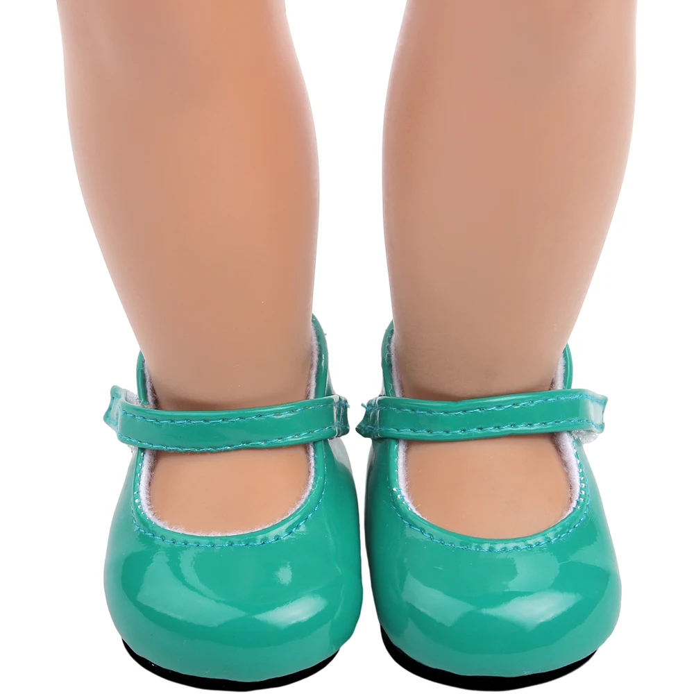 

18 Inch Girls Doll Shoes Lake Blue Mary Jane Round Toe Dress Shoes American Newborn Baby Toys Fit 43 Cm Baby Dolls s4