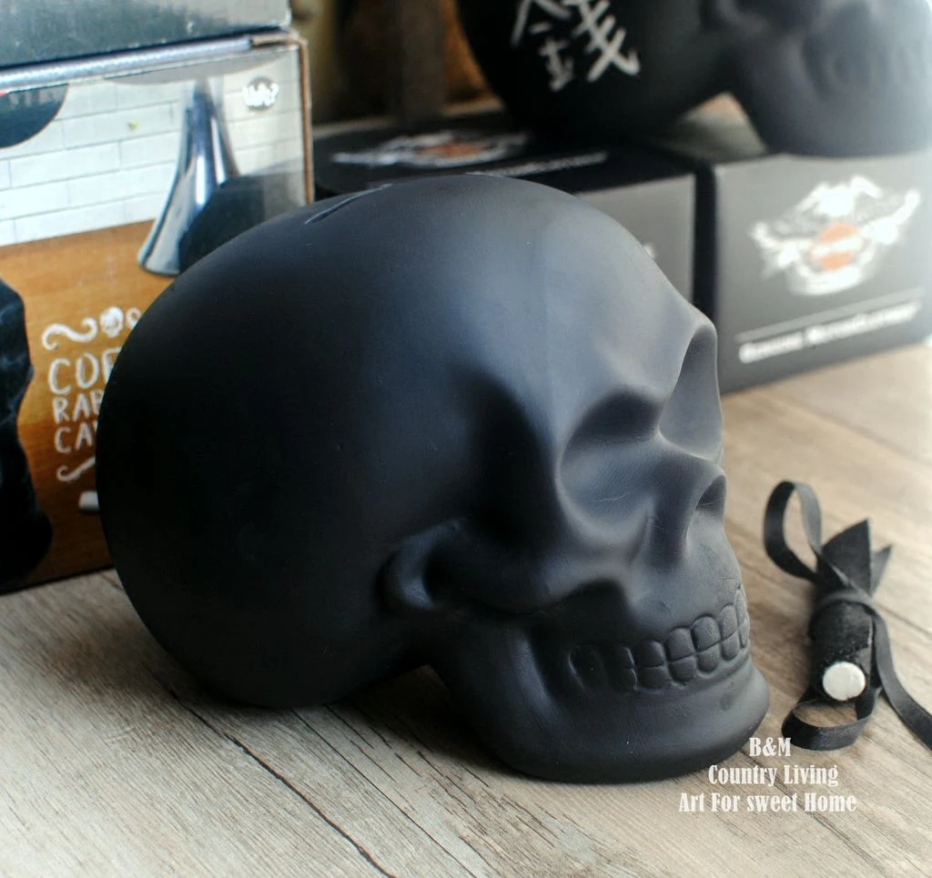 Buy Blackboard Glaze Ceramic Skull DIY Graffiti Storage Piggy Bank Halloween Ornaments Gift Decorations on