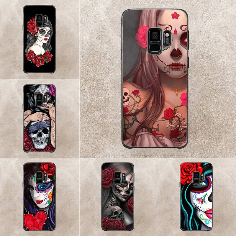 

Catrina Beautiful Rose Girl Skull Phone Case For Samsung Galaxy A51 A50 A71 A21s A31 A41 A10 A20 A70 A30 A22 A02s A13 A53 5G
