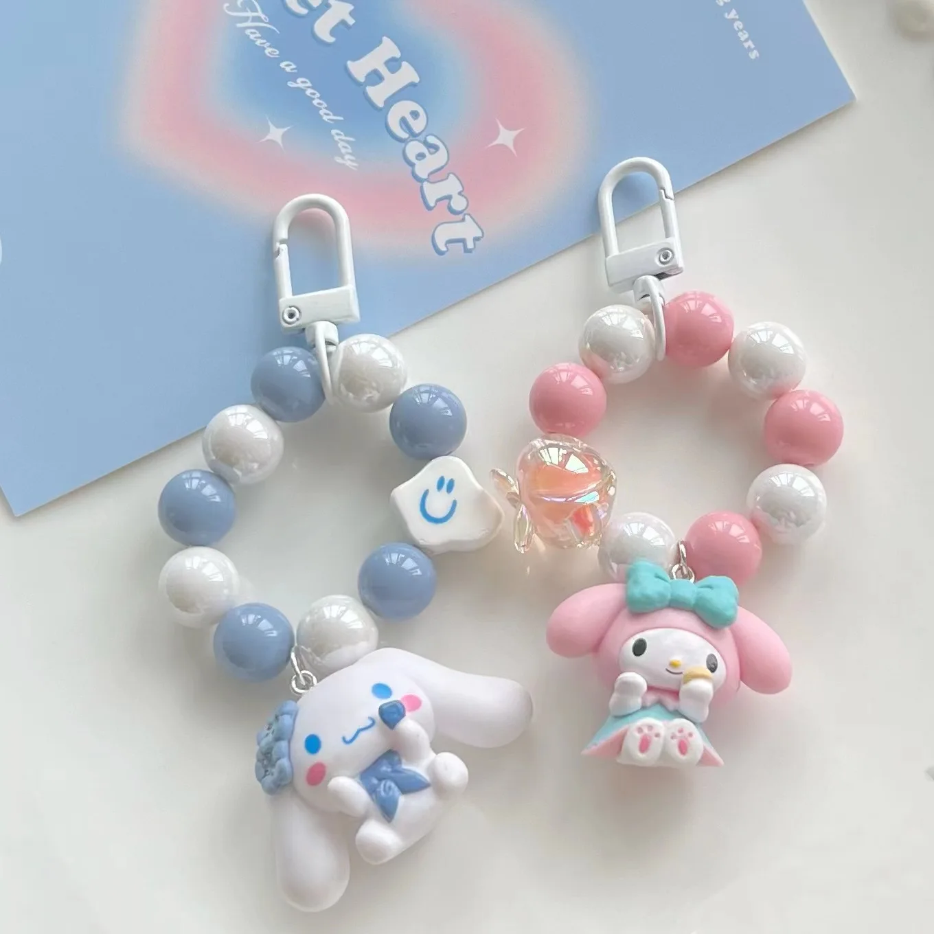 

Kawaii Sanrio Anime My Melody Cream Beads Short Keychain Cartoon Cinnamonroll Bag Pendant Phone Case Decoration Holiday Gift