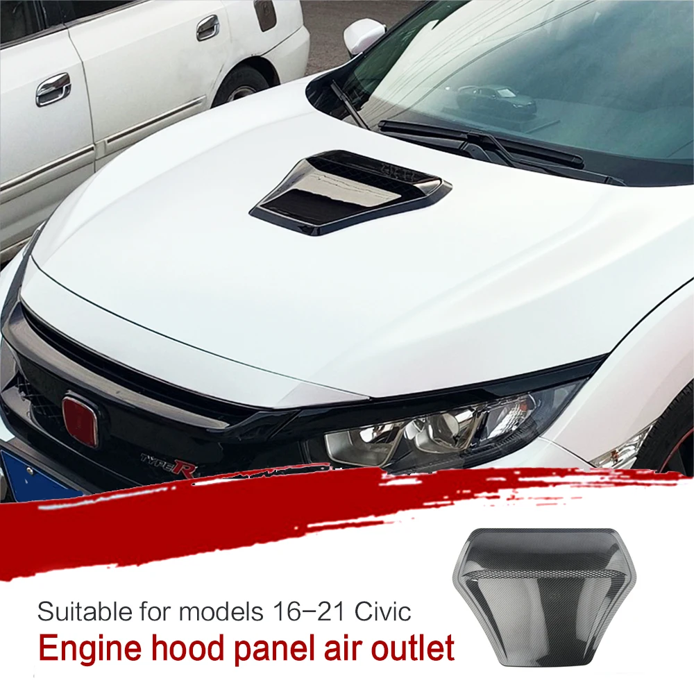 

Carbon grain Universal Car Bonnet Hood Scoop Air Flow Intake Vent ABS plastic easy install Cover Decorative approx