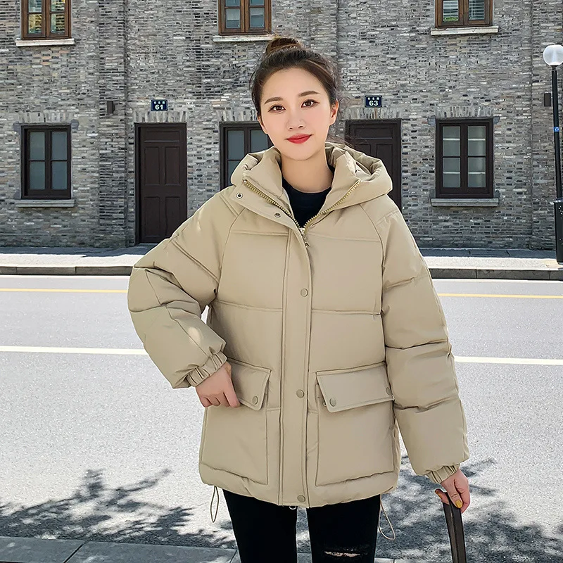 GRELLER New Winter Women Short Parkas Jackets Casual Thick Warm Hooded Coat Female Winter Outwear Basic Female Jacket Parkas