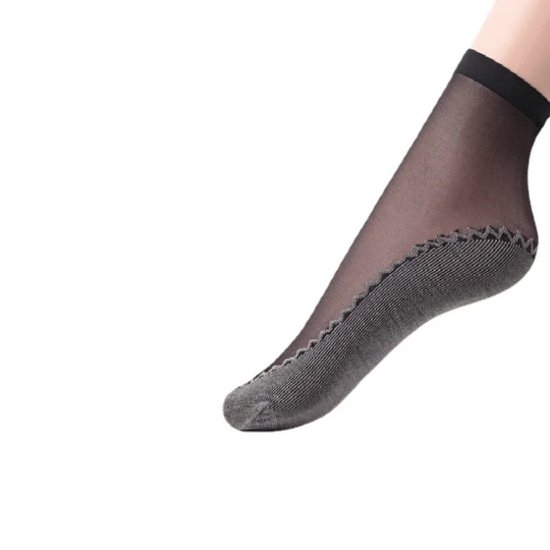 10 pairs of spring and autumn non slip crystal silk socks, wear-resistant silk stockings, women's thin middle tube