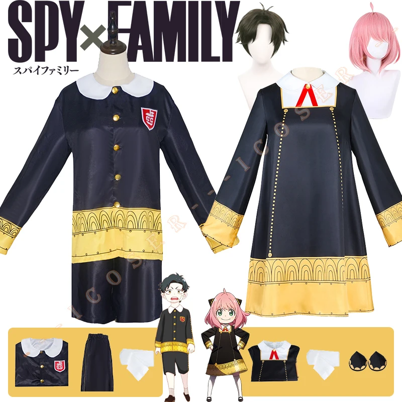 Косплей-костюмы из аниме шпионская история х черное платье с париком топ для