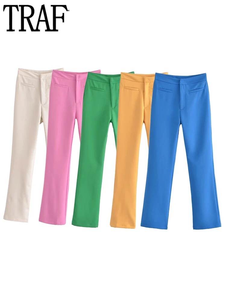 

Брюки-клеш Женские с завышенной талией, голубые, в Корейском стиле