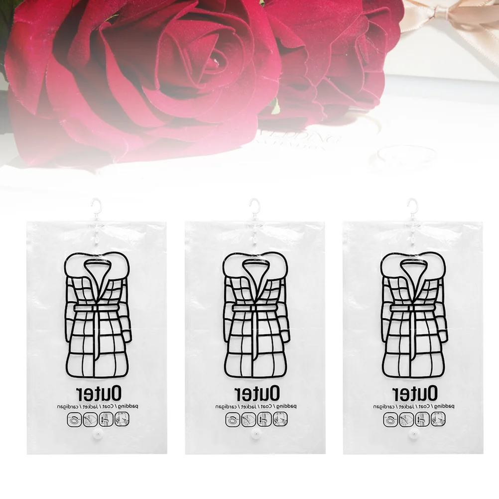 

Hanging Vacuum Storage Bags 5pcs Space Saver Clothes Bags Vacuum Seal Storage Bag Closet Organizer Clothing Bags for Suits