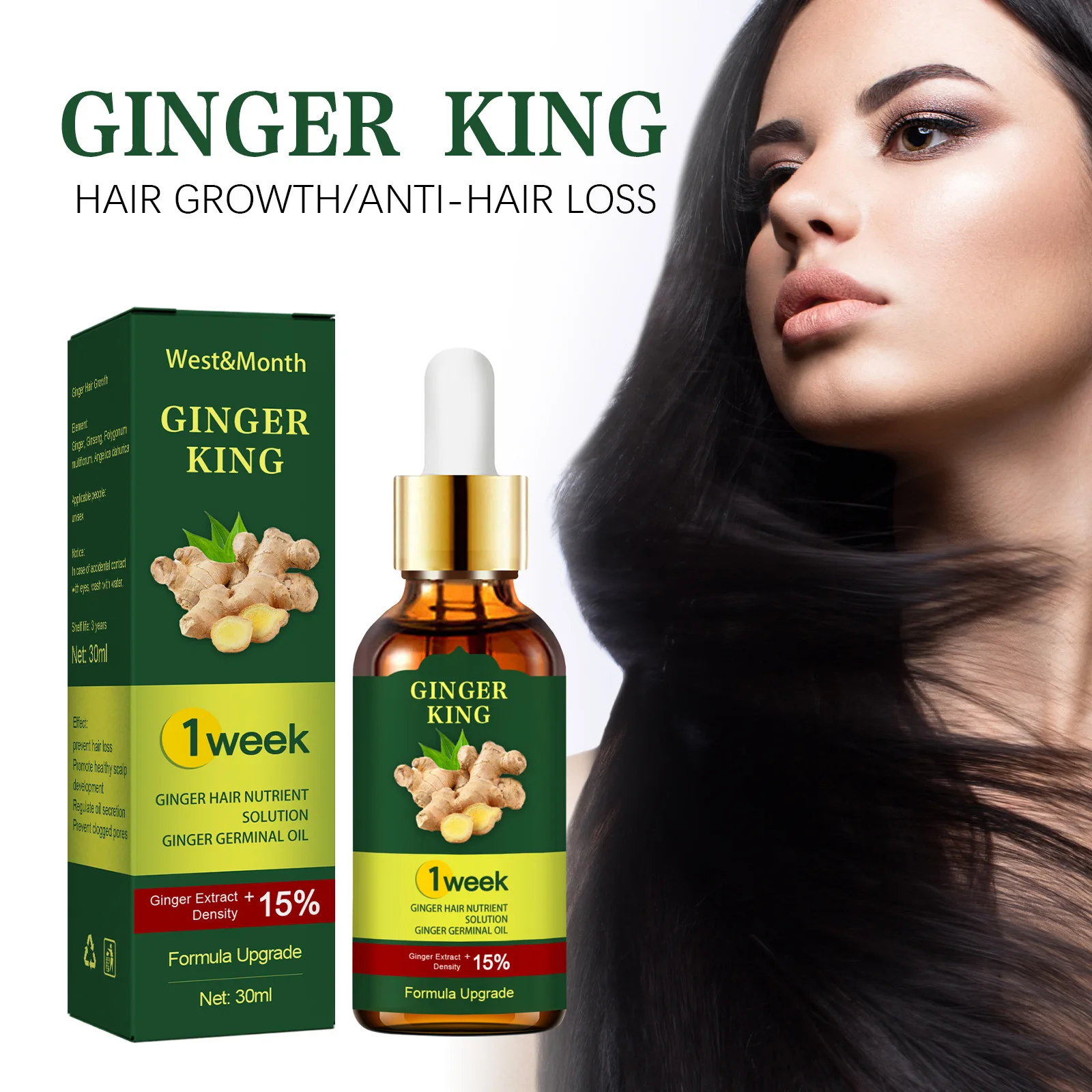 

Ginger Hair Growth Essence Nutrition Dense Hair To Improve Frizz Soft and Smooth Nourishing and Strengthening Hair Anti-breakage