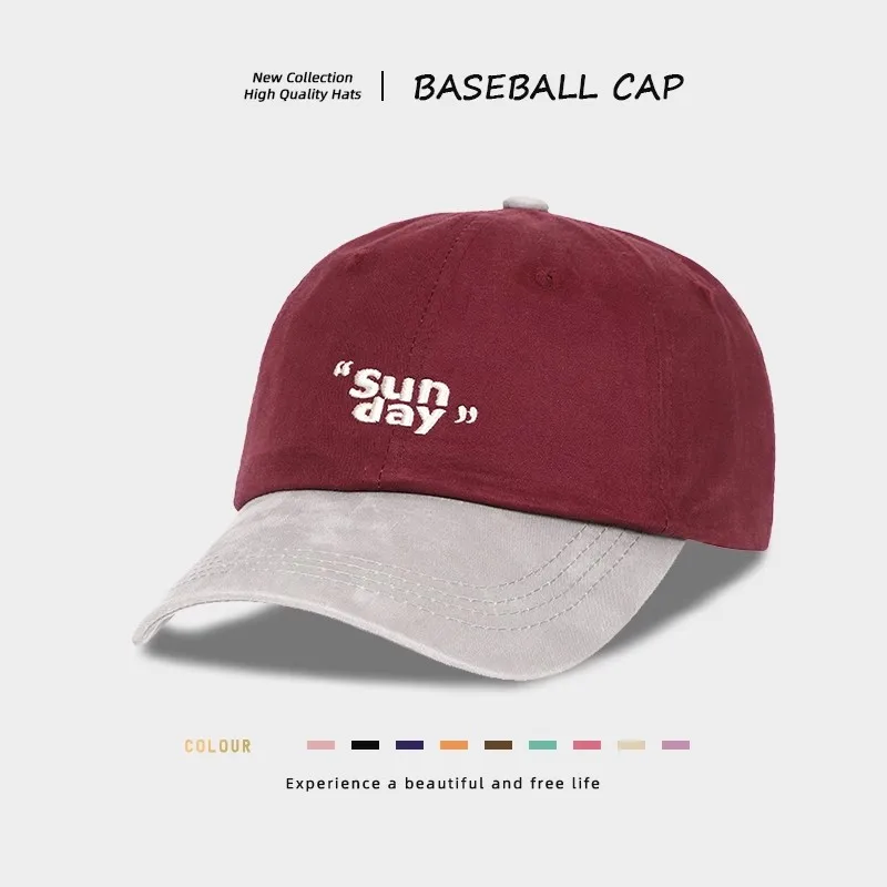 Универсальная бейсбольная кепка контрастного цвета в стиле ретро с вышитыми