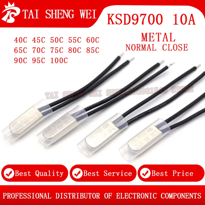 5 шт. KSD9700 10A 250V 40C 45C 50C 55C 60C 65C 70C 75C 80C 85C 90C 95C 100C NC термостат термопротектор предохранители переключатель 5 шт. KSD9700 10A 250V 40C 45C 50C 55C 60C 65C 70C 75C 80C 85C 90C 95C 100C NC термостат термопротектор предохранители переключатель