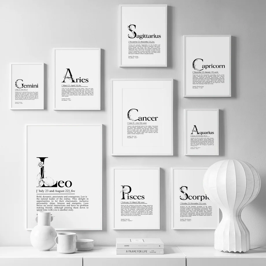 

Constellation Letter Leo Aries Virgo Libra Wall Art Canvas Painting Nordic Posters And Print Wall Pictures For Living Room Decor
