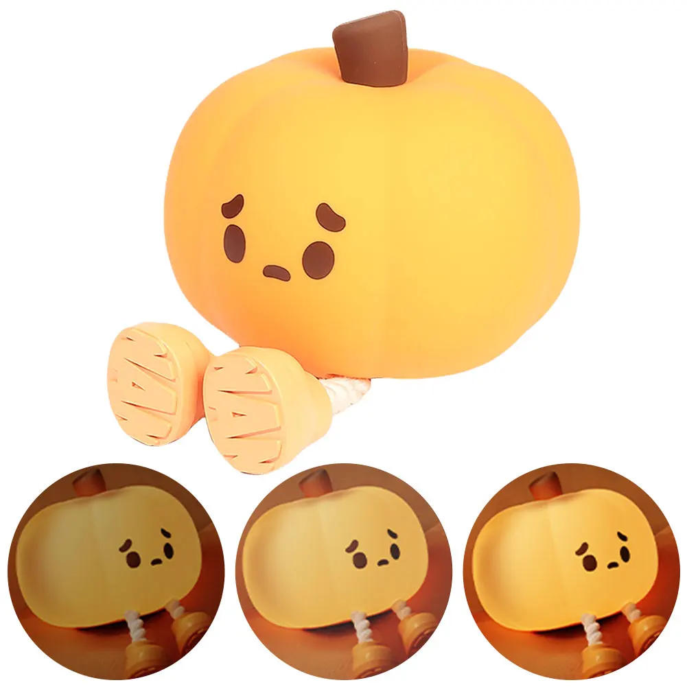 Ночник в виде тыквы на Хэллоуин силиконовая лампа с регулируемой яркостью милая