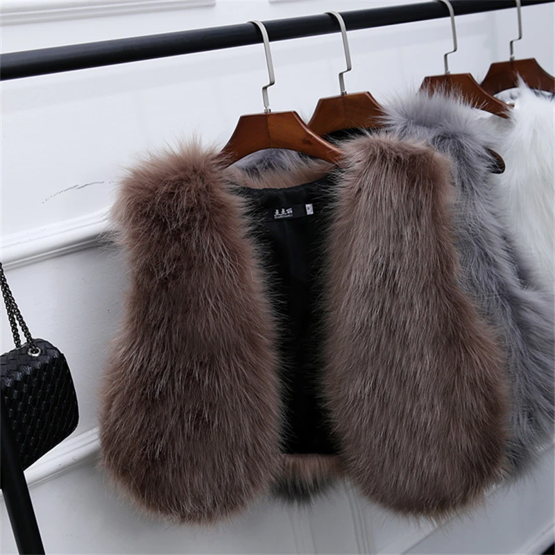 Women's Fur Vest Autumn Winter Thermal Short Plush Jacket 2022 New Faux Mink Fur Fashion Fluffy Coat V-Neck Warm Fur Teddy Coat