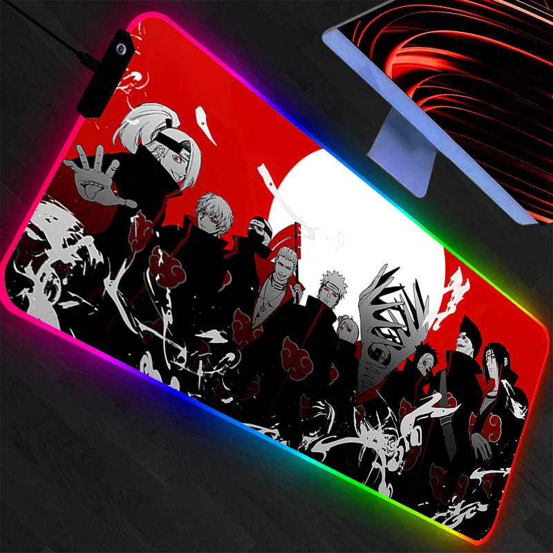 Фото Игровой коврик для мыши RGB Naruto XXL с подсветкой, светодиодный коврик для клавиатуры, резиновый коврик для мыши, игровой коврик для мыши Max XXL №4