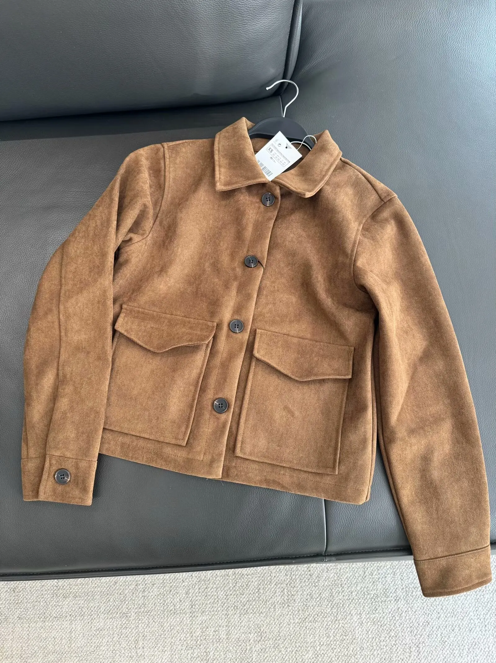 Новинка весны 2024 женская двусторонняя замшевая текстурированная короткая