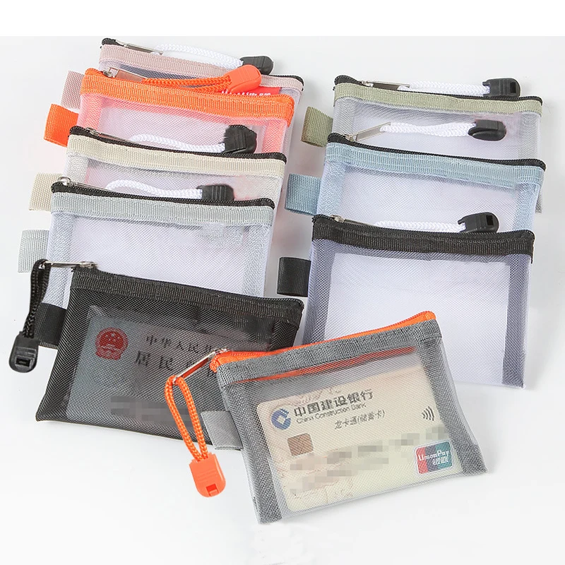 

Mini Nylon Mesh Card Bag Credit ID Card Organizer Transparent Portable Coin Purse Lipstick Earphone Data Line Key Storage Bag