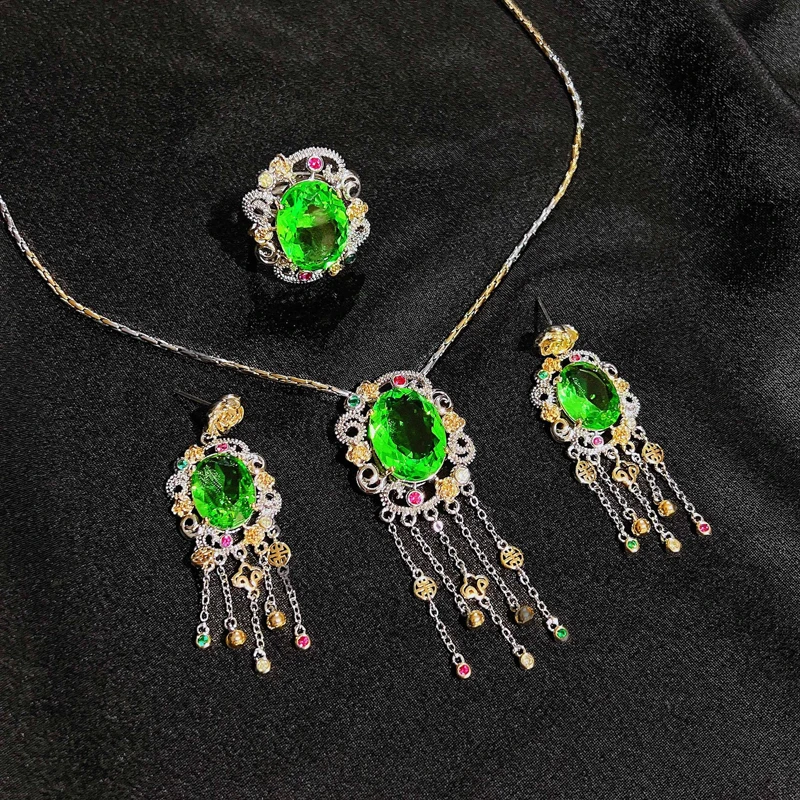 

Charm Geometry Jewelry Set 2022 New Trend Hollow Pendant Necklace Classic Drop Earrings For Women Wedding Eternal Ring Ornaments