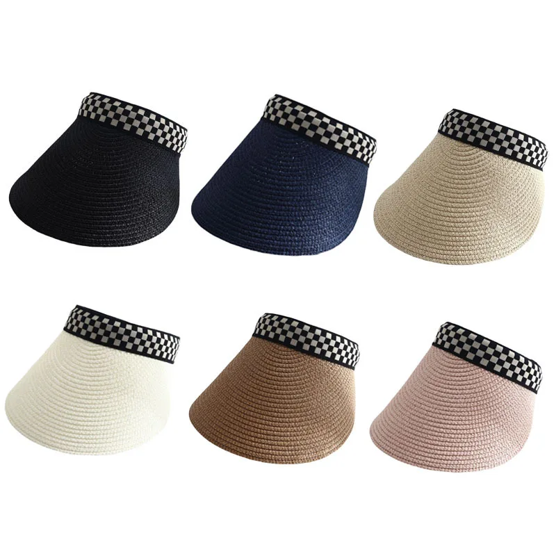 2022 New Elegant Women's Summer Sun Protection Straw Hat Chapeau Femme Large Wide Brim Sun Visors Caps for Women Visera Mujer