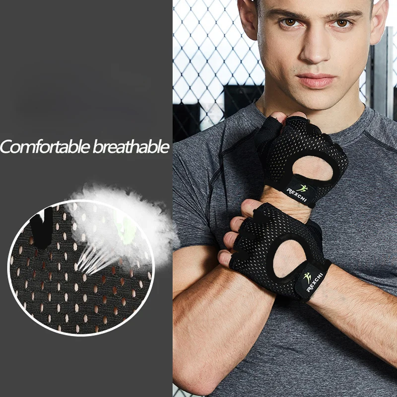 Summer Men's Fitness Gloves Gym Weightlifting Yoga Women Breathable Mitten Training Sports Non-slip Half Finger Cycling Gloves 