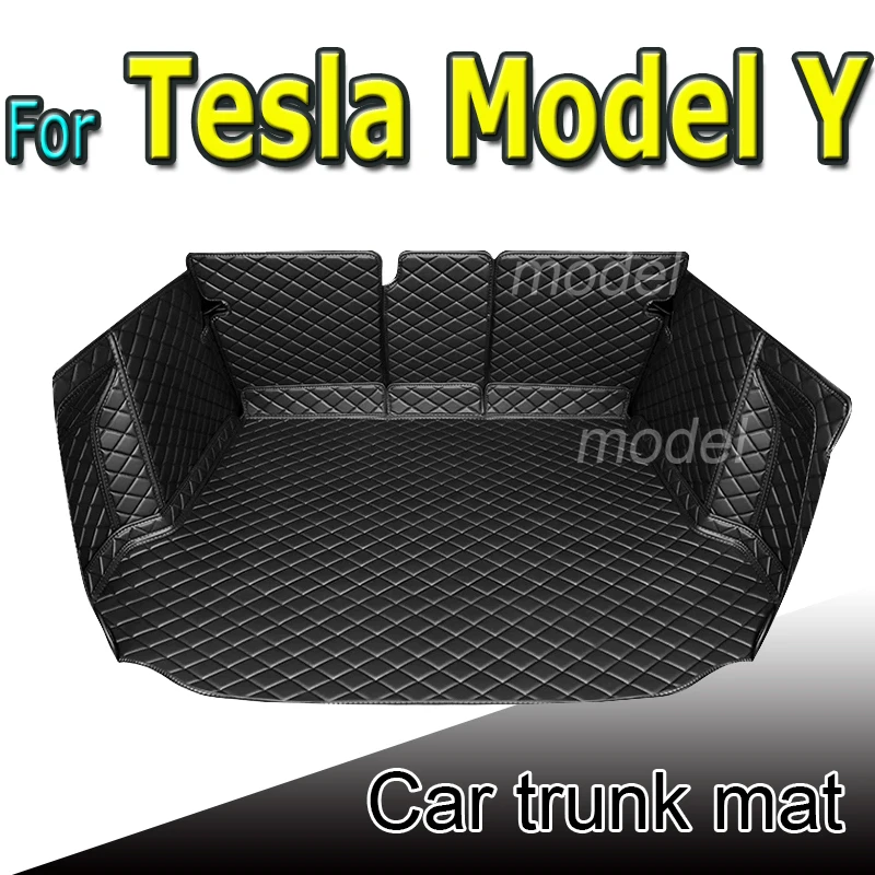 

Good Quality! Special Car Trunk Mats For Tesla Model Y 2021 Waterproof Boot Carpets Auto Lnterior Accessories Leather Styling