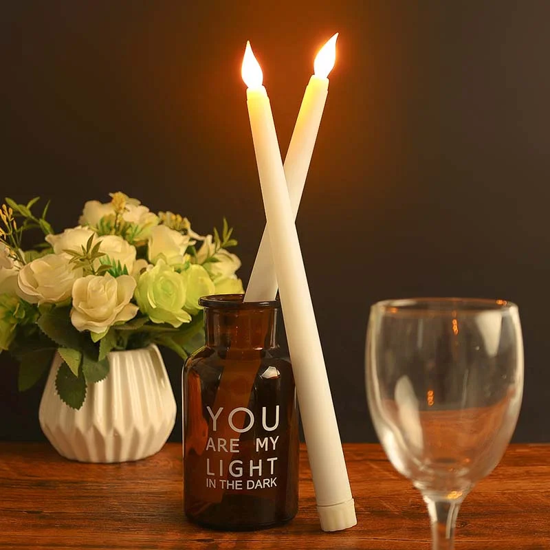 

LED Long Candle Light Remote Control Flame Lamp Flameless Taper Candles Table Decor For Christmas Party Living Room Bedroom