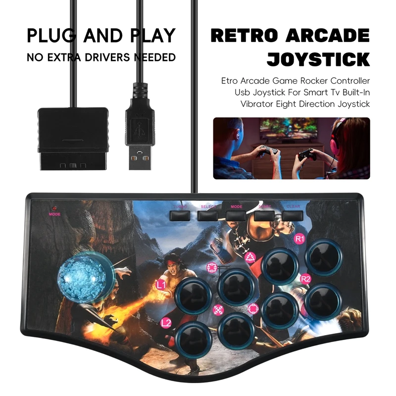 Ретро аркадный игровой контроллер-качалка USB-джойстик для Ps2/Ps3/Pc/Android Smart TV