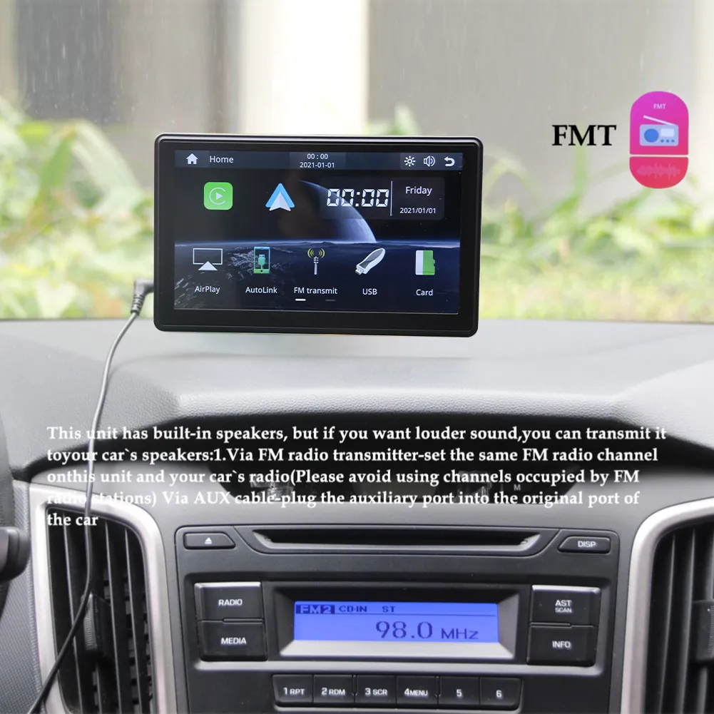 

7 Inch IPS Portable Carplay And Auto Car Radio Bluetooth HD Multimedia Car Accessories High-quality Car Navigation