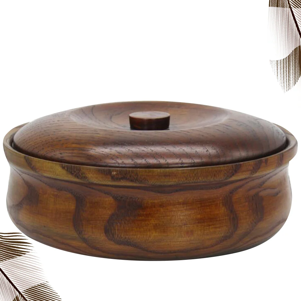 

Wooden Serving Bowl with Lid Round Shaped Fruit Dry Platter Vegetable Snacks Nuts Dish Candy Dessert Display Baskets for