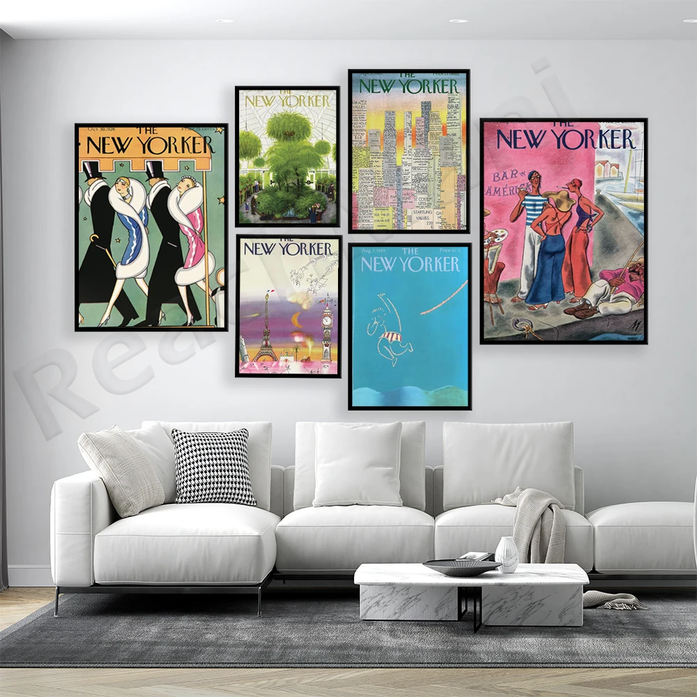 

New Yorker magazine cover, high street, cityscape as advent calendar, Manhattan real estate ad, magazine print cover poster