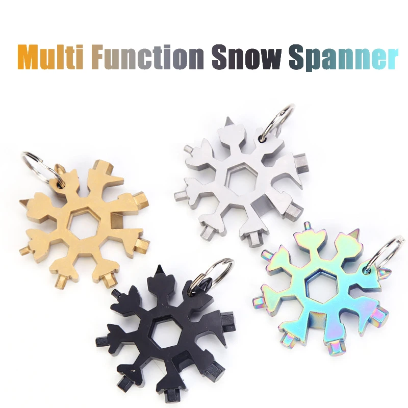 

18 in 1 Multifunction Snowflake Spanner Keyring Hex Outdoor Hike Wrench Key Ring Pocket Multipurpose Camp Survive Hand Tool