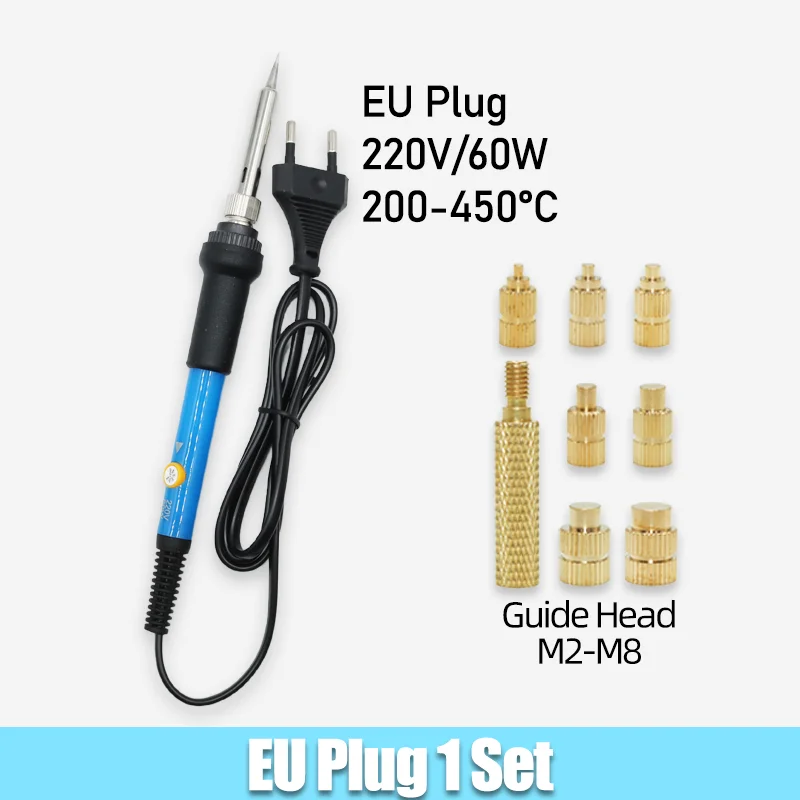 Инструмент для термовставки Латунная резьбовая вставная гайка Паяльник M3 M4 M6 Медные термоплавкие пластиковые гайки 3d-принтер Нагревательный набор инструментов