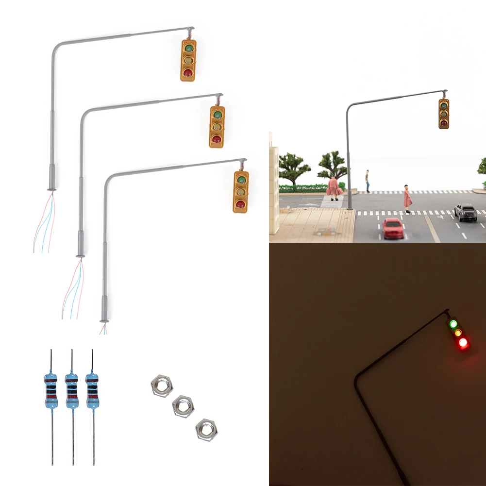

100% Brand New Painted Signals Traffic Light Signal LED Street Thread Base Train Walk With Wires 20mA Be Lighted