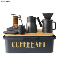 coffee set box luxury gift for friend with coffee kettle scale portable manual grinder back cup metal box for outdoor traveling