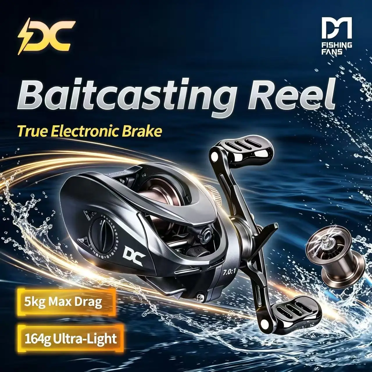 Катушка для бейткастинга FISHINFANS C1DC, передаточное число 7.0:1, 164 г, ультралегкая, с фрикционом 5 кг, низкопрофильная рыболовная катушка (art.: 3920dafab3d6e) - 3920dafab3d6e