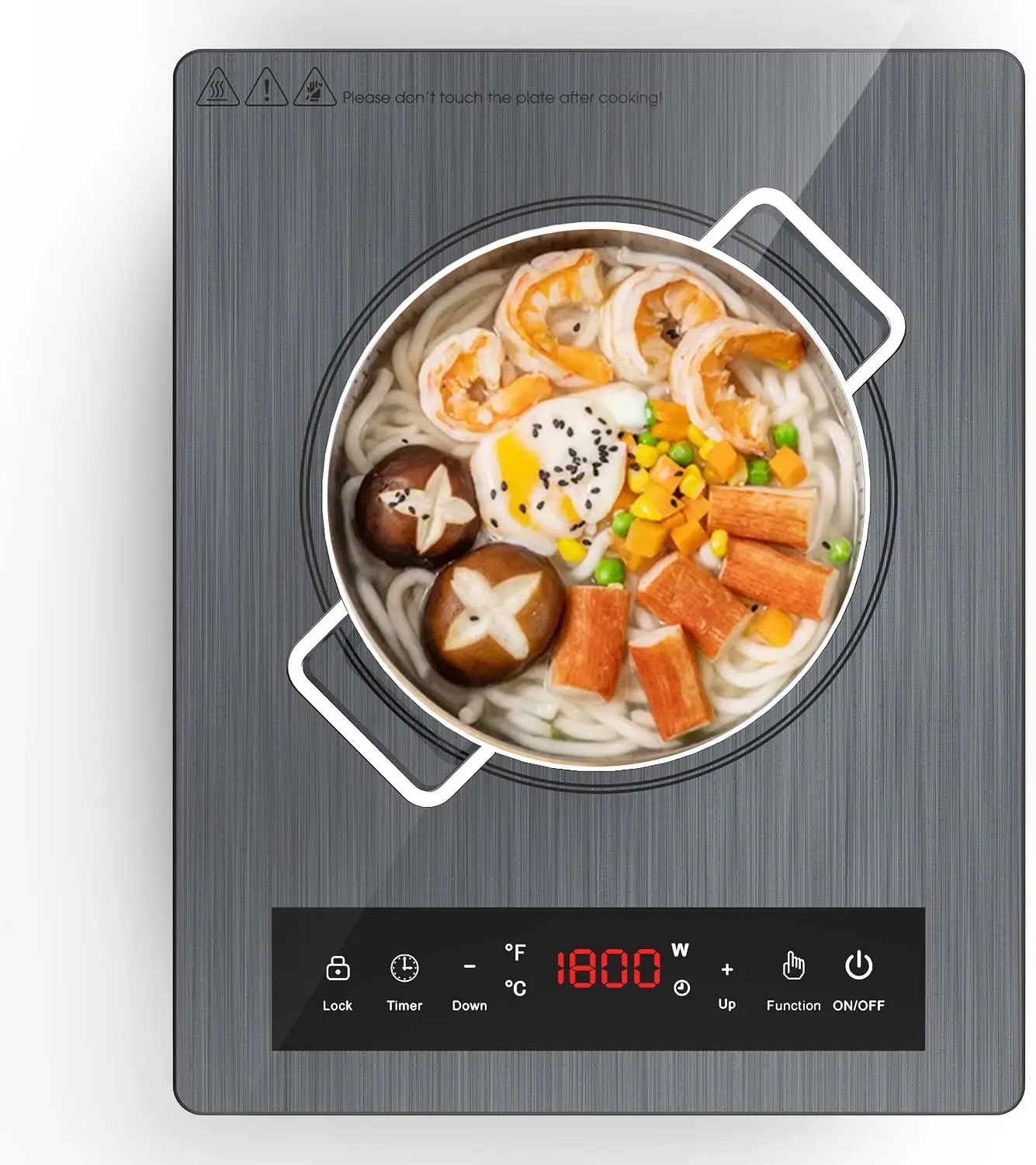 

Induction Cooktop 110v,1800W Countertop Single Burner Induction Hot Plate, Stove for Cooking,3-Hour Setting,Grey Crystal Glass