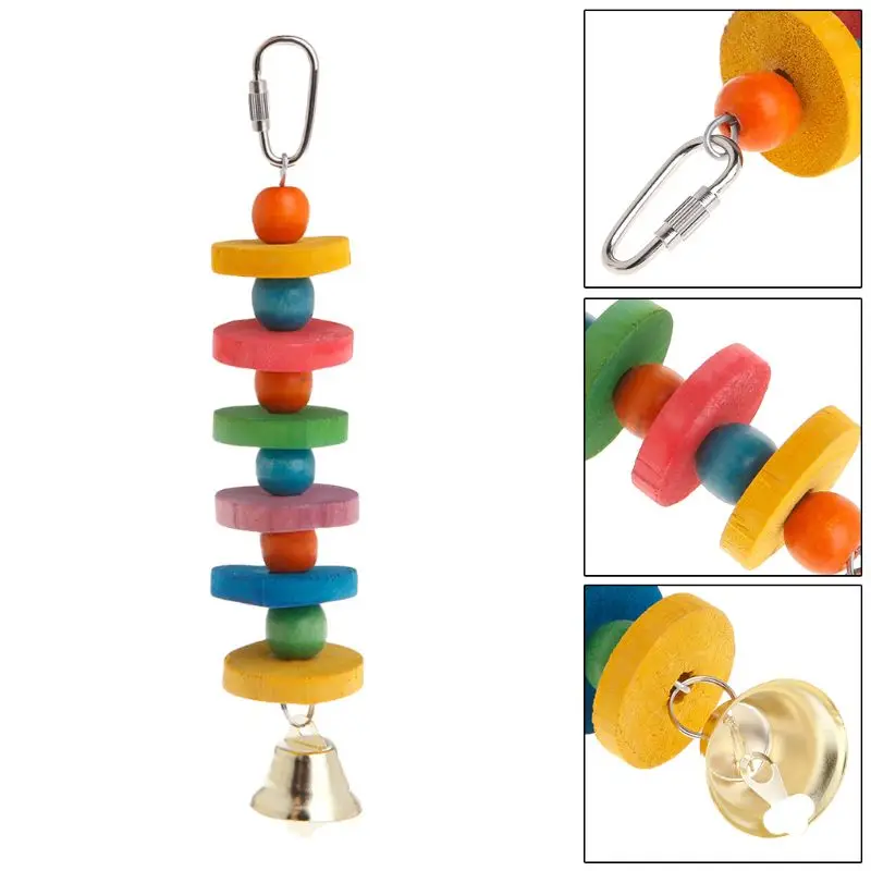 

Parrot Chew Strands Bite Teeth Molar Wooden Colorful Beads Ball Bell Sound Attractive Birds Parakeet Products Funny Play Hanging