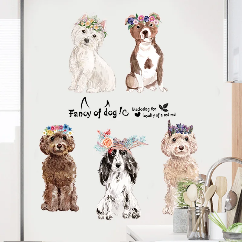 

Наклейки с животными, наклейки на стену для детской комнаты, наклейки с собаками, украшение для спальни, гостиной, прихожей, самоклеящиеся в...