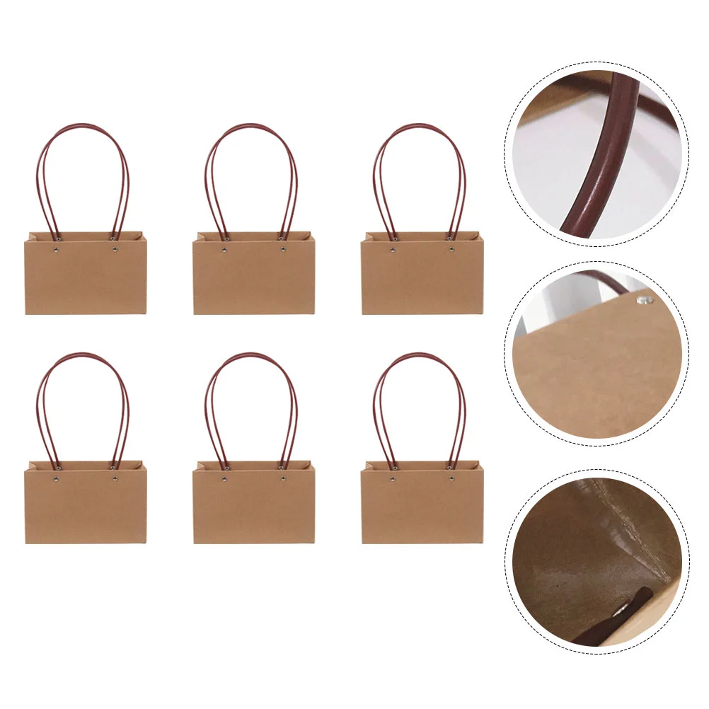 

6 Pcs Kraft Paper Bags Bouquet Gift Box Wedding Gift Bag Flower Bouquet Bag Flower Gift Wrapping Boxes Christmas Paper Gift Bags