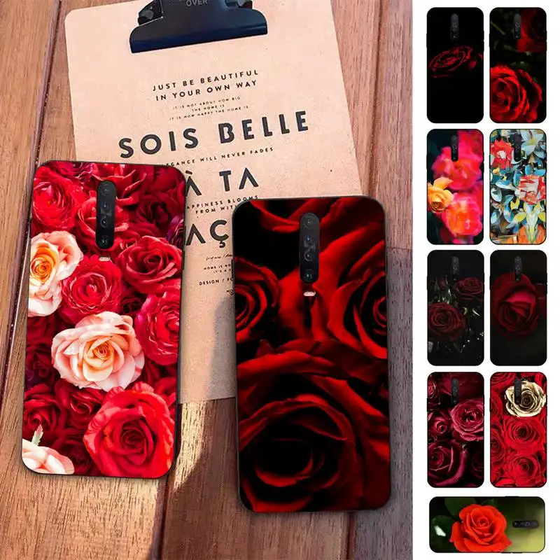 

FHNBLJ Bright Red Roses Flowers Phone Case for Redmi 5 6 7 8 9 A 5plus K20 4X S2 GO 6 K30 pro