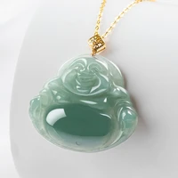 burmese jade maitreya pendant necklaces green necklace natural jadeite charm designer amulets jewelry man emerald 18k gold