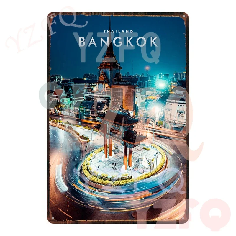 Винтажная Металлическая Вывеска Yzfq Bangkok Pattaya Таиланд Городская Табличка