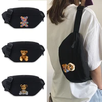 outdoor waist packs casual men shoulder bags running belt pouch fanny pack mobile phone bag bear pattern canvas chest bag