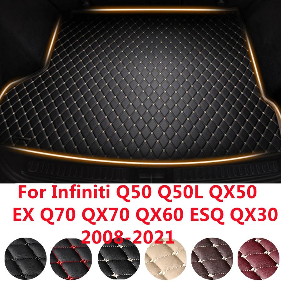 

SJ Car Trunk Mats Fit For Infiniti QX50 Q50 EX Q70 QX70 QX60 ESQ QX30 (09-2021) Waterproof Cargo Liner Boot Carpets Luggage Pad