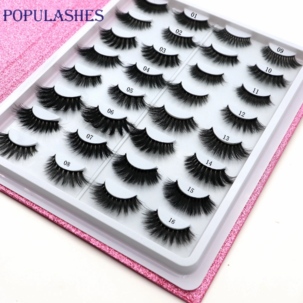 

16 Pairs Lash Book 3d Natural Mink False Eyelashes Volume Handmade Eyelashes Fake Eye Lashes Extension Faux Cils