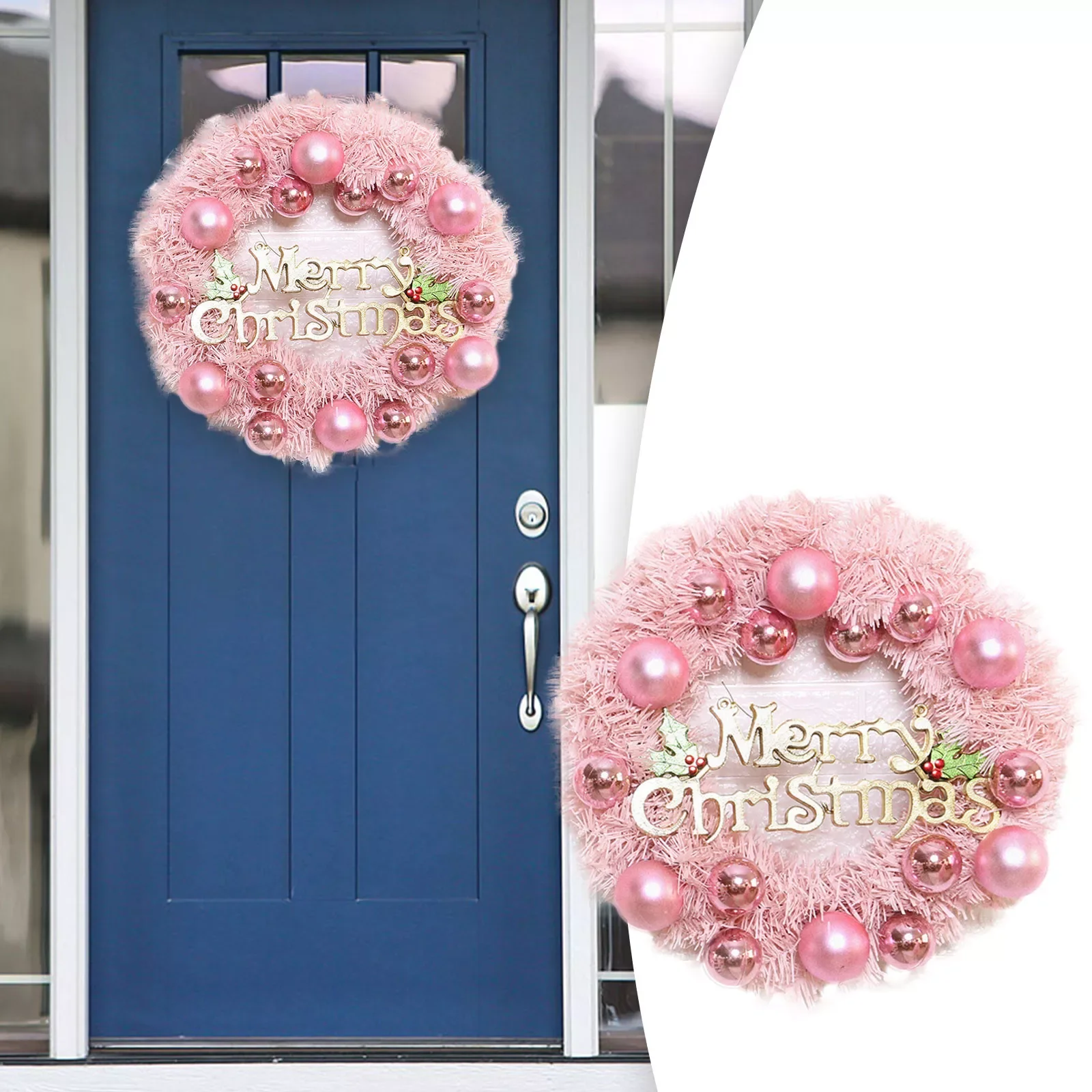 

NEW2023 Christmas Wreaths For Front Door 18 Inch With Merry Christmas Sign Holiday Door Wreath Xmas Wreath For All Solar Lighted