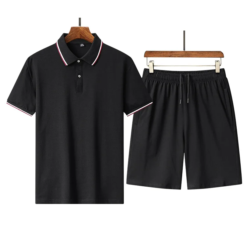 Summer Men's New Set Solid Color Short Sleeved T-shirt+sports Shorts Two-piece Casual Pure Cotton Loose Fitting Mens Clothing
