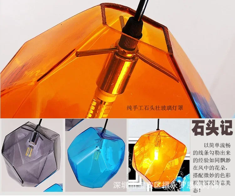 nowoczesne lampy wiszące LED Icecube sufitowe restauracja jadalnia kawiarnia oprawa oświetleniowa oświetlenie dekoracyjne szare szkło