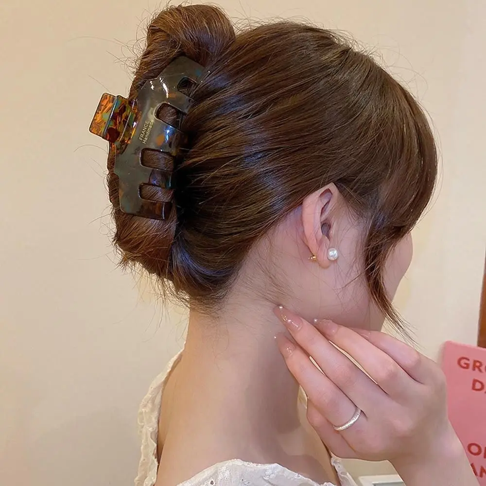 

Заколка Для конского хвоста, большая заколка для волос в подарок для девочек, винтажная женская заколка для волос с буквами, Корейская заколка для акулы, ацетатные заколки для волос